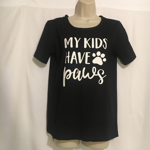 New My Kids Have Paws Cotten Black T-Shirt - Picture 4 of 5